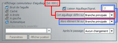 Image paramètres connexion logique aiguillage 1 vers 2 EEP