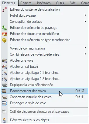 Menu Eléments Ctrl+G dans EEP