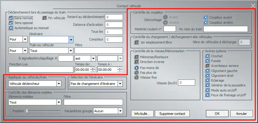 Image fenêtre des propriétés contact véhicule dans EEP