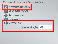 Image contact véhicule EEP mémoriser vitesse