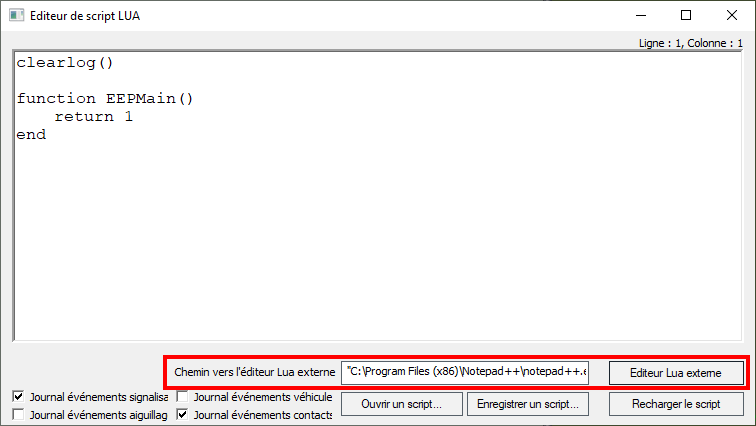 Bouton éditeur Lua Externe avec EEP