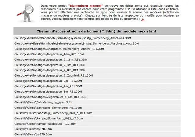 Liste des Modèles manquants dans EEP