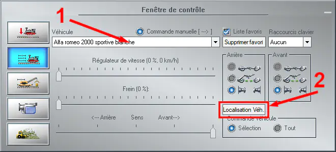 Image localisation des véhicules fenêtre de contrôle EEP