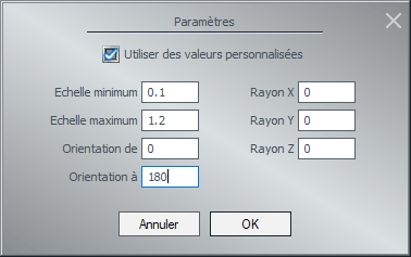 Image paramètres de l'outil de dispersion des objets EEP