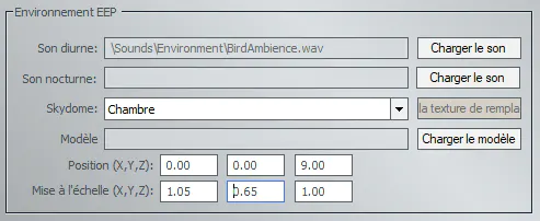 Paramètres chambre Informations du projet EEP