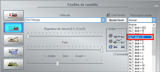 Image autre raccourci clavier fenêtre de contrôle EEP