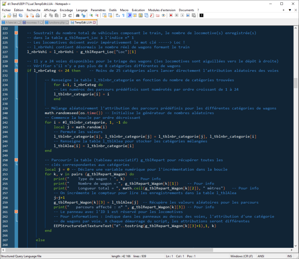 Script Lua dans l'éditeur notepad++