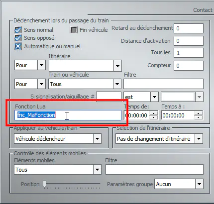 Nom de la fonction dans un contact pour véhicule 