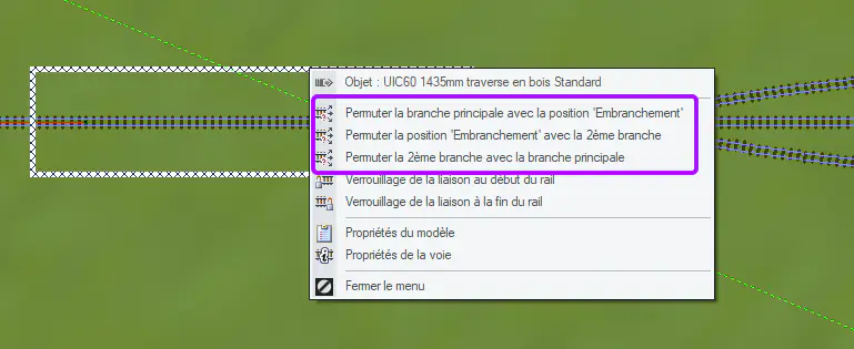 Image menu contextuel permutation aiguillage dans EEP