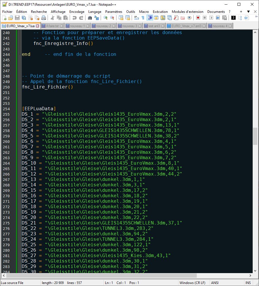 Image résultat dans Notepad++ après EEPSaveData() dans EEP