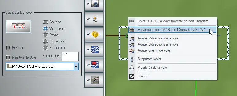 Figure 5 - Echanger un style de voie