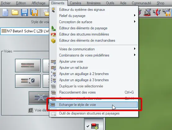 Figure 7 - Echanger un style de voie