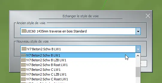 Figure 9 - Echanger un style de voie