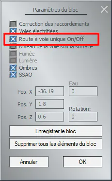 Plugin 1 EEP17, Bloc et voie unique