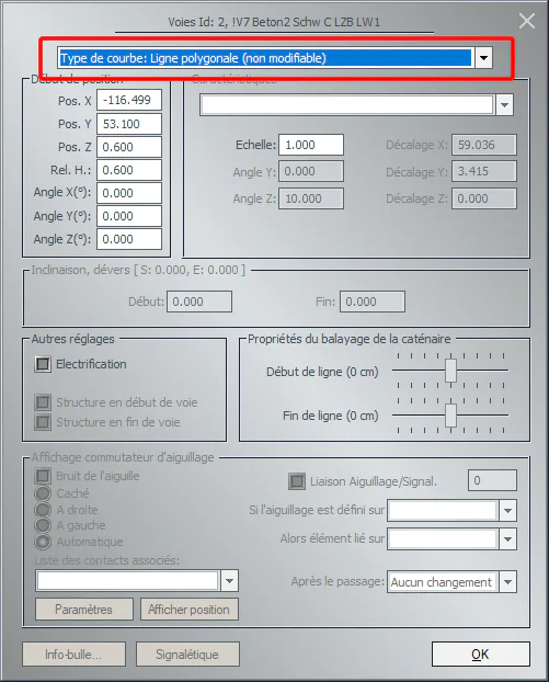 Plugin 1 EEP17, propriétés clothoïde dupliquée EEP17