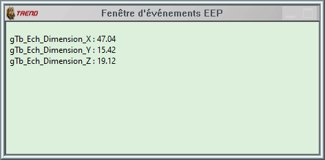 Fenêtre d'évènements EEP pour le modèle ID101