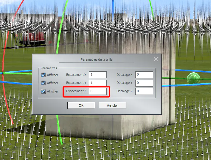 Affichage grille en 3D du modèle pour mesures avec EEP